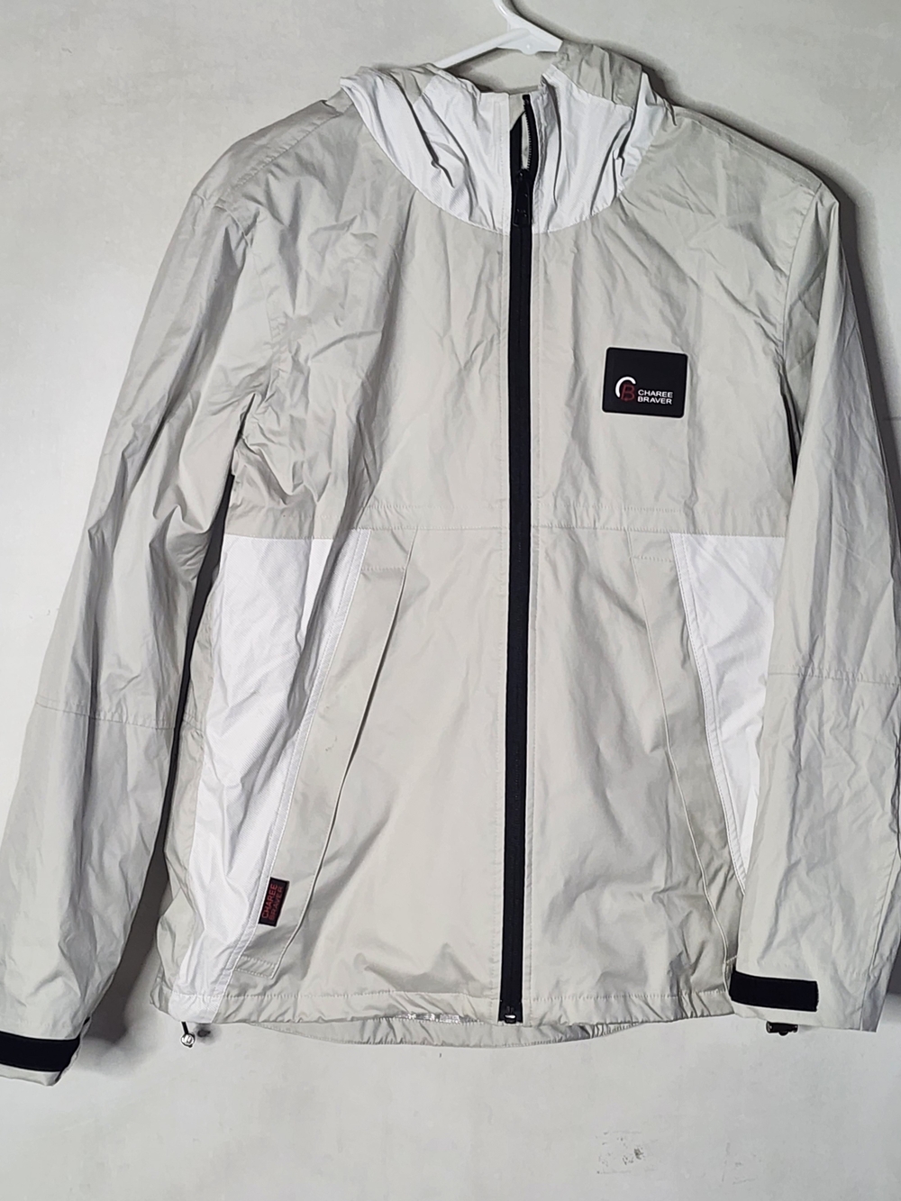 Men's Light Gray Hooded Windbreaker Jacket by